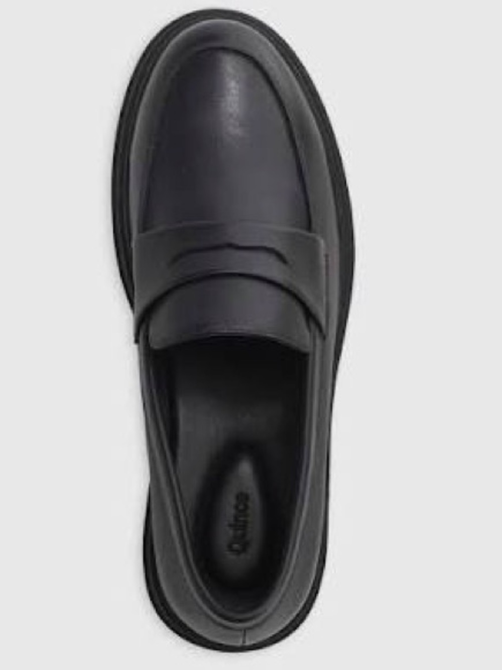 MAKE AN OFFER QUINCE Chunky Black Leather Penny Loafers